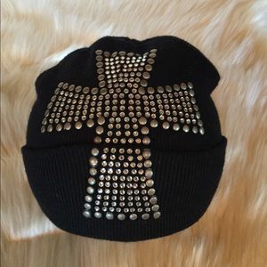 💨Knit Cross Embellished hat ❄️